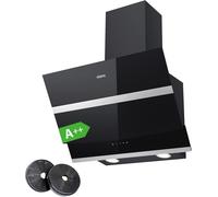 SUBZONAL-CBCB6736N Class A Hotte Aspirante 60cm 650 m³/h - Hotte Inclinée - 4 Vitesses - 2 Niveaux de Luminosité LED Dimmable - Commande Tactile - Recyclage/Evacuation - Noir