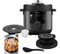 SUBZONAL-CE7788 Turbo Cuisine et Fry Multicuiseur, Couvercle Turbo-Crisp multifonction, 15 programmes automatiques, Cuisson sous pression, Application, Louche incluse, Noir