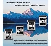 SUBZONAL-CFexpress Type B Caméra Carte Mémoire 128Go pour Nikon Z6/Z7/Z9/D6/D5/D850/D500, pour Canon EOS-1DX/C300/C500/R5 R5C R3, pour Panaso GH6/S1/S1R/S1K, DJI Ronin 4D,RAW 8K 4K