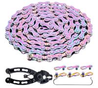 Subzonal-Chaîne Vélo Multicolore 6/7/8 Vitesses 1/2""X11/128"" 116 Maillons Nf En 14766 - Triple Argenture Iso 9227, 11.500 Psi Avec 3 Maillons Rapides & Outils Compatible Vtt/Road