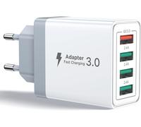 SUBZONAL-Chargeur USB, Prise Charge Rapide QC 3.0 de 33W, 4-Port Bloc Adaptateur Secteur USB Multiple Chargeur Universel pour Téléphone iPhone iPad Samsung Xiaomi Huawei Honor Google Alimentation USB