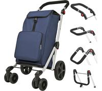 Subzonal-Chariot De Courses, Panier Pliable, Avec 8l Sac Isotherme, Poignées Réglables, 45l Chariot De Courses En Aluminium, 25kg, 6 Roues Robustes, Rangement Et Épicerie (Bleu)