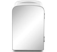Subzonal-Chefman Portable Mirrored Personal Mini Fridge 4 Litre, Skin Care, Makeup Storage, Beauty, Serums And Face Masks, Small For Desktop Or Travel, Cool & Heat, Cosmetic Application, White