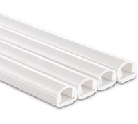 SUBZONAL-Chemin de câble (bande en PVC/Aluminium pour montage mural TV ou au sol, cache-câble demi-rond, 100 x 1,1 x 1 cm, entrée de câble jusqu'à 2 câbles, 4 pièces, matériel de montage compris) Bla