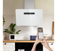 SUBZONAL-Ciarra Hotte Aspirante 60cm 650m³/h - Classe A - WiFi APP Connectée - Hotte de Cuisine Inclinée - 3 Vitesses - Filtres à Charbon Inclus - Evacuation ou Recyclage - Blanche - CBCW6736K