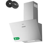 SUBZONAL-Ciarra Hotte Aspirante Inclinée 60cm - Classe A - 650m³/h - Hotte de Cuisine 3 Vitesses - Filtres à Charbon Inclus - Evacuation ou Recyclage - Inox - CBCS6762A