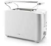 SUBZONAL-Clatronic Grille-pain compact 2 tranches avec fonction décongélation/réchauffage/arrêt rapide avec support pour petits pains blancaussi pour petits pains grillés & gaufres prêtes à cui