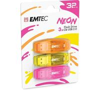 SUBZONAL-Clé USB 2.0 C410 , Mémoire Flash Drive De 32Gb, Lecture 5Mb/S, Écriture 15Mb/S, Compatible USB 2.0, USB 3.0, Transparentes Néon Fluo Avec Capuchon , Pack De 3