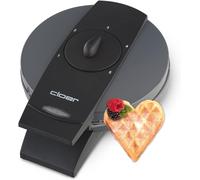 SUBZONAL-Cloer 1625 Gaufrier pour gaufres en forme de c?ur, 930 W, taille de gaufre 15,5 cm, degré de brunissement infiniment variable, métal, gris
