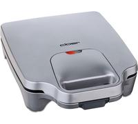 SUBZONAL-Cloer 6269 Appareil à croque-monsieur XXL pour 4 sandwichs divisés en diagonale, American Toast, Remplissage XXL, Information optique, 1800 W, Argenté