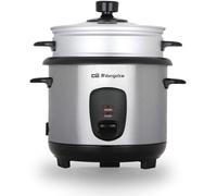 SUBZONAL-CO 3025 - Cuiseur de riz et vapeur d'une capacité de 1 litre, corps en acier inoxydable, récipient de cuisson en aluminium antiadhésif, couvercle en verre trempé, puissance de 400 W