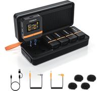 SUBZONAL-comica Vimo Q Micro Cravate sans Fil avec 4 émetteurs et 1 récepteur, CalMix Réduction de Bruit, Qualité Audio 48KHz/24bits, 16H Utilisation, 200M Portée, Micro Lavalier pour DSLR Caméra Sma