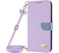 SUBZONAL-Coque avec Cordon pour Oppo A77 4G/A57 4G,Coque Etui avec Porte Carte à Rabat Clapet Portefeuille en Cuir Pochette Antichoc Flip Case Étui Cover Housse Protection Complète Coque,Violet