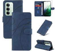 SUBZONAL-Coque Compatible avec Xiaomi Redmi 15 4G / 5G EU Version (Pas pour Global Version) avec 1 Pièce Protection Écran en Verre Trempé, Housse PU Cuir à Rabat Flip, Étui Support (Bleu)