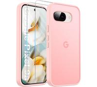 Subzonal-Coque Mate Compatible Avec Google Pixel 9a 5g Avec 2 Verre Trempé, Protection De L'appareil Photo, Antichute Antichoc Anti-Rayures Anti-Empreintes Dur Pc Givré Étui Rose