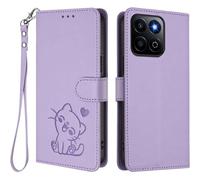 SUBZONAL-Coque Portefeuille pour Honor 400 Smart, Étui Magnétique avec Motif Chat Mignon, Housse Cuir TPU, Bumper Antichoc & Fentes Cartes - Violet Clair