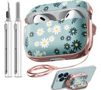 SUBZONAL-Coque pour Airpods Pro 2e génération avec verrouillage, marguerites et fleurs mignonnes pour filles et femmes avec porte-clés pour AirPods Pro (USB-C 2023/Lightning 2022/2019), vert