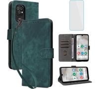 SUBZONAL-Coque pour Doro 8100/8100 Plus/8200/8200 Plus avec Verre Trempé Étuis à Rabat et Folios Blocage RFID Antichoc PorteCarte Etui Portefeuille Cuir pour Doro8200 Doro8100 Plus Doro8100+ 4G Vert