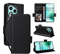 SUBZONAL-Coque pour Honor 400 Lite + 2 Pièces Protection Écran en Verre Trempé,Antichoc Housse Cuir PU à Rabat Flip Portefeuille Étui Support Fentes pour Cartes (Noir)