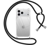 SUBZONAL-Coque pour iPhone 17 Pro avec Cordon, Transparente Silicone Housse avec Réglable de Collier Anti-Chute Etui pour iPhone 17 Pro, Ètuis à Bandoulière 6,3"", Noir