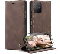 SUBZONAL-Coque pour Samsung Galaxy S10 lite/A91/M80S Etui Coque avec 2 Verre Trempé Porte Carte Clapet à Rabat Portefeuille Cuir Case Housse Protection Flip Fentes pour Cartes Cover, Café