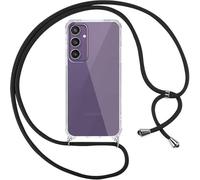 SUBZONAL-Coque pour Samsung Galaxy S23 FE 5G avec Cordon, Transparente Silicone Housse avec Réglable de Collier Anti-Chute Etui pour Samsung S23 FE 5G, Ètuis à Bandoulière 6.4"", Noir
