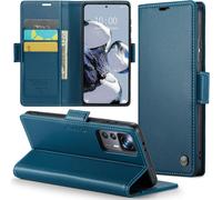 SUBZONAL-Coque pour Xiaomi 12T Pro Étui Portefeuille Wallet Cover en Cuir PU avec Cartes Magnétique et RFID Protection Antivol Folio Housse Xiaomi 12T Case, Bleu