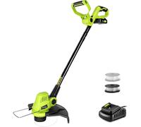 SUBZONAL-Coupe-Bordures Dresse-Bordures à Fil Diam. de Coupe 30 cm Électrique 20V sans Fil avec Batterie, Tête Pivotante, 1,65 mm à Alimentation Automatique, 2 Bobines de Fil, Poignée Réglable