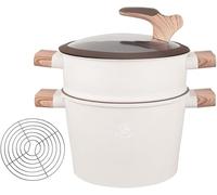 Subzonal-Couscoussier/Cuiseur Vapeur 6,5 L ¿ Ø 24 Cm ¿ Aluminium ¿ Couvercle En Verre ¿ Induction & Tous Feux (Beige, 24)