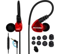 SUBZONAL-couteurs filaires pour Les Sports de Course, écouteurs étanches avec Isolation Acoustique stéréo, écouteurs Basses avec Microphone et télécommande pour Le Jogging (Rouge)