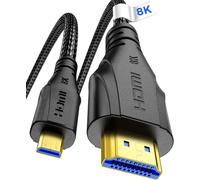 SUBZONAL-Cratree Câble Micro HDMI vers HDMI 1M, 8K 60hz 4K 120hz, Micro HDMI Ultra Haute Vitesse Supporte HDR eARC Compatible avec GoPro Hero 7 6 5 4,Raspberry Pi 4,Sony Camera,Nikon