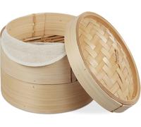 Subzonal-Cuiseur Vapeur Bambou, Panier Asiatique Avec 2 Étages, Pour Dim Sum, Riz, Bamboo Steamer, Ø 20,5 Cm, Nature