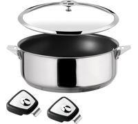 Subzonal-Cuisinox - Eclipse - Sauteuse 24 Cm Revêtement Céramique - Fond Encapsulé - Compatible Tous Feux Dont Induction - Acier Inoxydable 18/10 - Finition Miroir - Couvercle - Anses Amovibles