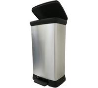 SUBZONAL-CURVER Poubelle Rectangulaire à pédale Decobin 50L - Fermeture Douce - Aspect Métal - Pour Cuisine, Bureau, Salle de Bain - 39 x 29 x 72 cm - Métal- Recyclé(version précedente)