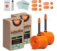 Subzonal-Cx/Gravel Lot De 2 Valves Presta 700c X 32-50 Mm, Légère, Solide Et Compacte Compatibilité Des Jantes Et Freins À Disque (700 X 32-50 Mm, Valve Presta Noire 42 Mm)