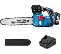 SUBZONAL-DongCheng Tronçonneuse sans fil a batterie 18V, moteur sans balais, guide-chaîne OREGON de 30 cm, tension de chaîne sans outil, Graissage automatique de la chaîne, avec batterie 4,0 Ah et ch
