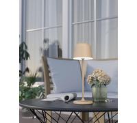 Subzonal-Eglo Lampe De Table Extérieure Mannera, Lampe De Chevet Led Dimmable Sans Fil, Usb, Luminaire D'extérieur Tactile En Métal Couleur Sable Et Plastique Blanc, Blanc Chaud, Ip54