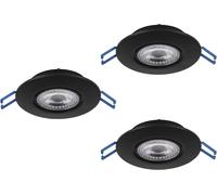 SUBZONAL-EGLO Lot de 3 spots LED encastrables Zujar, luminaires intérieurs encastrés en plastique noir, éclairage de plafond blanc chaud, plafonniers Ø 8,5 cm