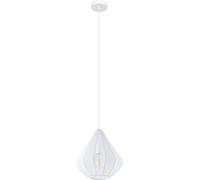 Subzonal-Eglo Suspension Luminaire Dolwen, Lampe À Susprendre Pour Table À Manger, Lustre Chambre Et Salle À Manger, Abat-Jour Japonais En Tissu Et Métal Blanc, Douille E27, Ø 33,5 Cm