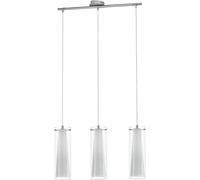 Subzonal-Eglo Suspension Luminaire Pinto À 3 Lampes, Lustre Suspendu En Acier Aspect Chromé, Verre Transparent Et Opale Mat, Blanc, Pour Salon Et De Salle À Manger, Douille E27