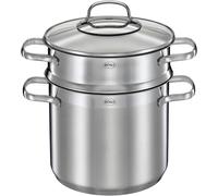 Subzonal-Elegance Faitout Pour Pâtes, Marmite Haut De Gamme En Acier Inoxydable Pour Préparer Nouilles Ou Légumes, 5 Litres, Acier Inoxydable 18/10, Graduation Intérieure, Compatible Induction