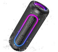 SUBZONAL-Enceinte Bluetooth 30W Enceintes Portable Bluetooth 5.3 sans Fil Autonomie 26H Enceinte Puissante 3600mAh 360° TWS Lumière LED Etanche IPX5 AUX TF Carte USB pour Fêtes Voyage Extérieur Noir