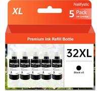 SUBZONAL-Encre 31 32XL Compatible avec Les Bouteilles d'encre Multipack 31 32XL pour Smart Tank 5105 7005 7006 7305 Smart Tank Plus 315 455 515 (5 Noir)