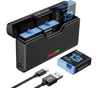 SUBZONAL-ENEGON Kit de Batteries pour GoPro Hero 13 Black/Enduro ¿ 3× 2400mAh Batteries Haute Performance à Longue autonomie + Chargeur USB-C Triple