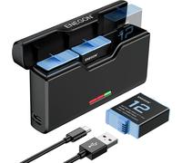 SUBZONAL-ENEGON Lot de 3 Batteries 1800mAh et Chargeur Rapide 3 canaux USB-C Compatible avec GoPro Hero 12, 11, 10, 9 (3 Batteries + 1 Chargeur