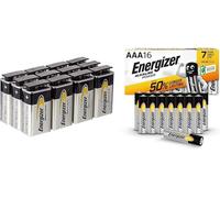 SUBZONAL-Energizer Industrial 9V Lot de 12 Piles alcalines & Alkaline Power AAA, 16 Pack