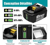 SUBZONAL-Energup 2Pcs 18V 5.5Ah Batterie pour Makit Batterie 18V BL1850B BL1860B BL1860 BL1850 BL1830 BL1840B BL1845 BL1835 BL1815 LXT-400 avec Indicateur LED