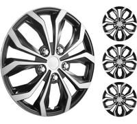 Subzonal-Enjoliveurs De Jante De Roue 38 Cm De Diamètre, Couvre-Jante En Abs Et Pc, Résistant Aux Rayures, Avec Trou De Buse À Pression Et Valve, Protection Des Roues, Noir Et Argent, Lot De 4pcs