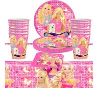 SUBZONAL-Ensemble de Vaisselle de Fête de Princesse, 41 Pcs Vaisselle de Fête de Bar-bie, Ensemble Vaisselle de Fête, Bar-bie Vaisselle Anniversaire Enfant, Ensemble de vaisselle d'anniversaire pour