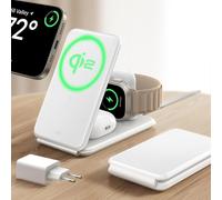 Subzonal-Esr Qi2 Station De Charge Sans Fil 3 En 1, 15w Chargeur Apple Watch Certifié Et Support De Magsafe Pour Iphone, Pour Plusieurs Appareils, Iphone 16/15/14/13, Montre Et Airpods 4, Blanc